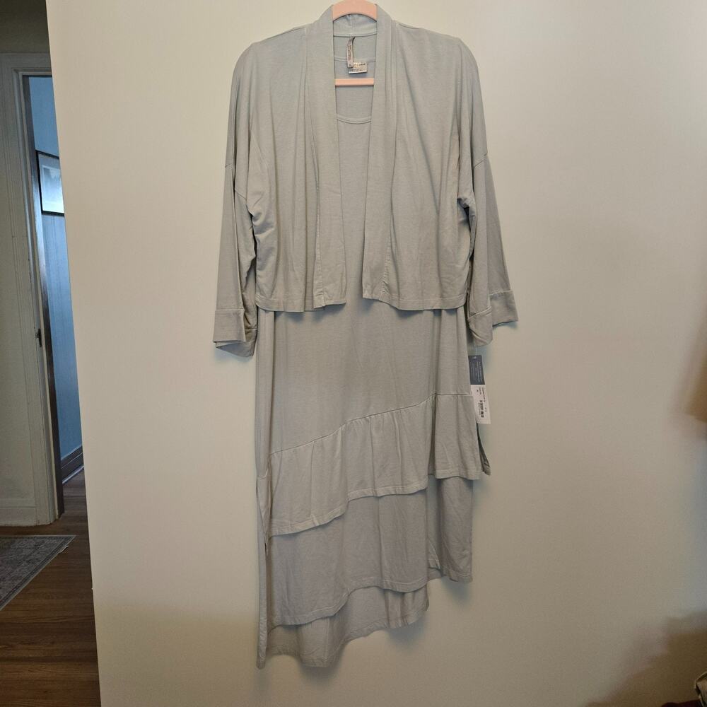 NWT 2 pc Organic Bamboo Cotton Midi Tank Dress with Cardi XL Luxe Resort Teacher